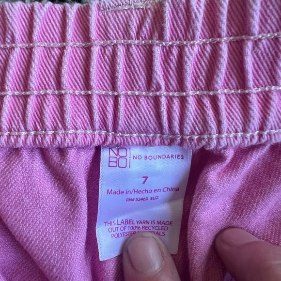 No Boundaries Pink Cargo Shorts with Rolled Hem - Picture 3 of 6